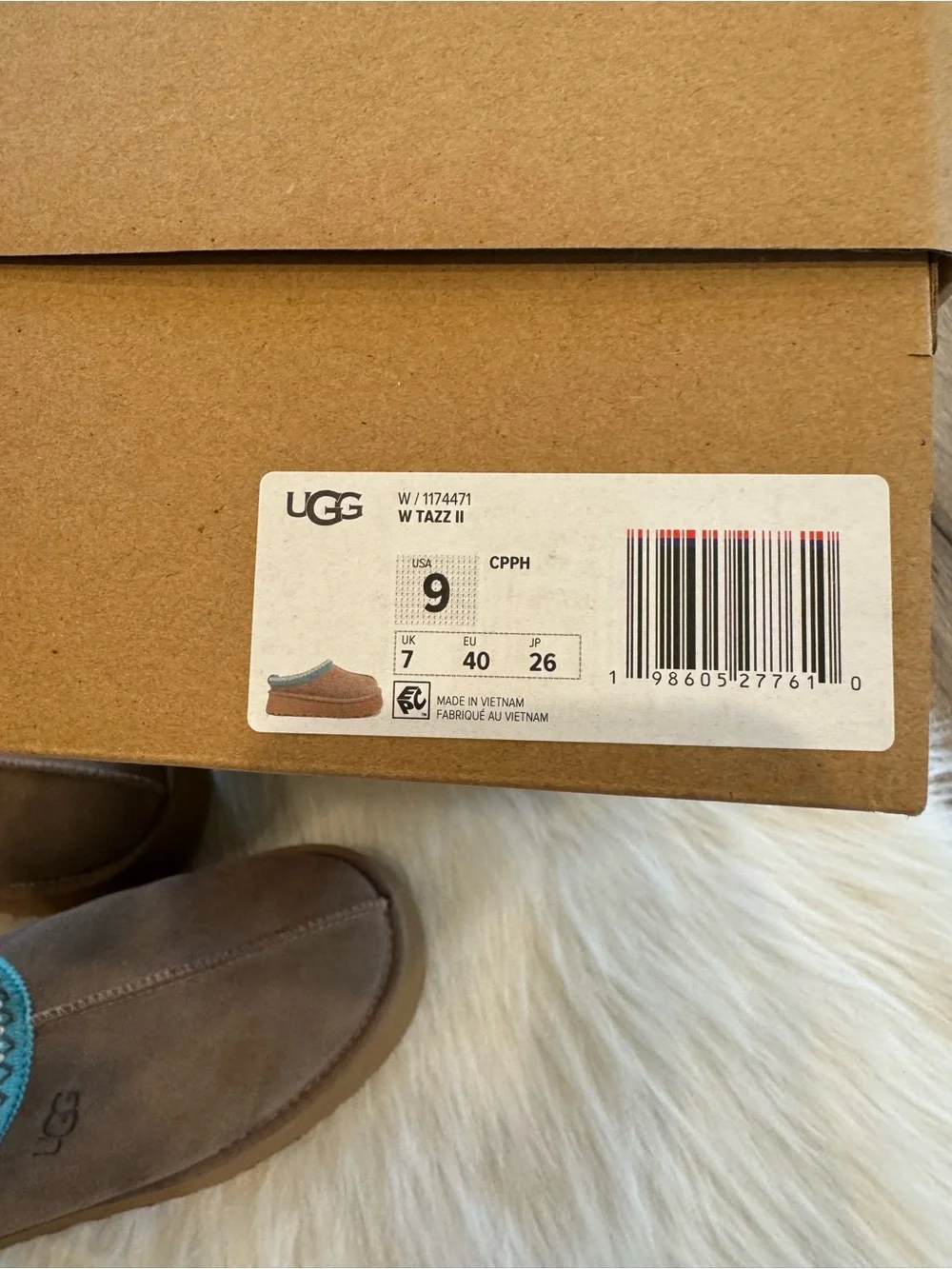 NEW UGG Tazz II Platform Slipper Caribou Sapphire Ice 💙🤍🤎 - Picture 3 of 10